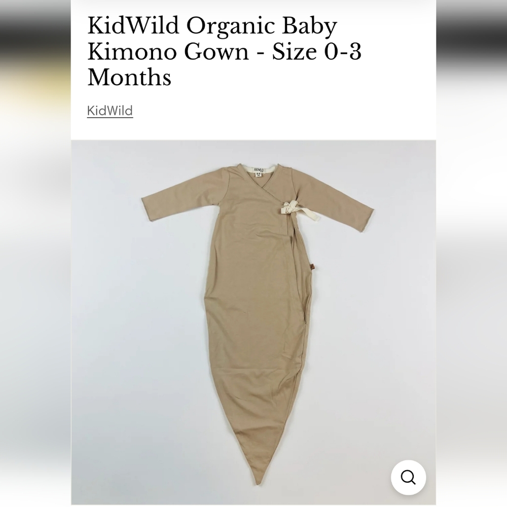 KIDWILD NWT Kimono Gown Organic Sz 0-3 M Color Oat